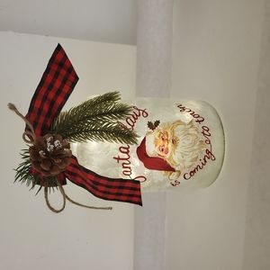 Santa Vintage style Glass Glow Jar